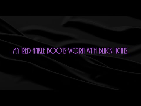 My red ankle boots worn with black tights | Asmr