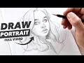 Portrait drawing tutorial  full process with helpful voice over