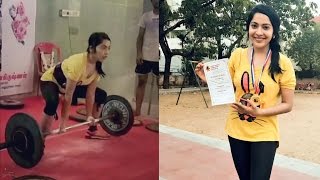 VJ Ramya won Gold in the ‘District level Power Lifting’ competition