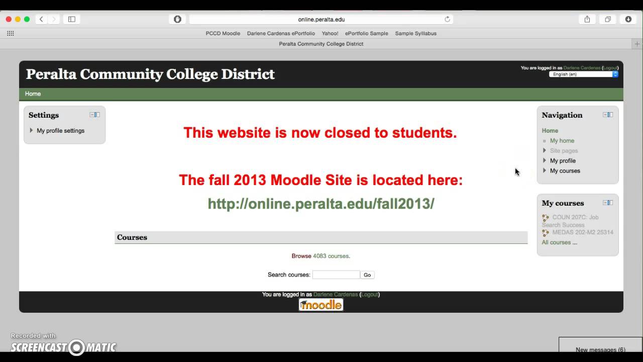 How to Access the Peralta Community College District Moodle Site YouTube