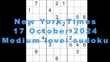 Sudoku solution – New York Times 17 October 2024 Medium level