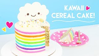 How to Make a Rainbow Stripe Cereal Cake! 🌈