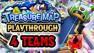 [OPTC] 4 TEAMS FOR TREASURE MAP (NO NEW BATCH) VEGAPUNK EDISON PLAYTHROUGH トレクル