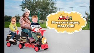 Kids for Cars 2-Seater Ride On Train Trackless, 12V Ride On Toy with Height-Adjustable Seat,
