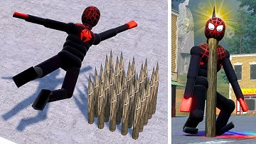SPIDER-MAN CARTOON GAME Euphoria Ragdoll Physics with Realistic Falls in Overgrowth
