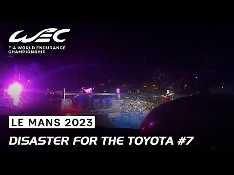 The Toyota #7 caught in a race incident I 2023 24 Hours of Le Mans I FIA WEC