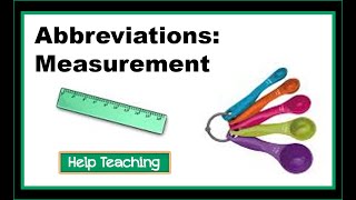 Abbreviations Measurement English Lesson