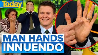 Alexs Man Hands After Laying Gr Leaves Tv Hosts In Sches Today Show Australia
