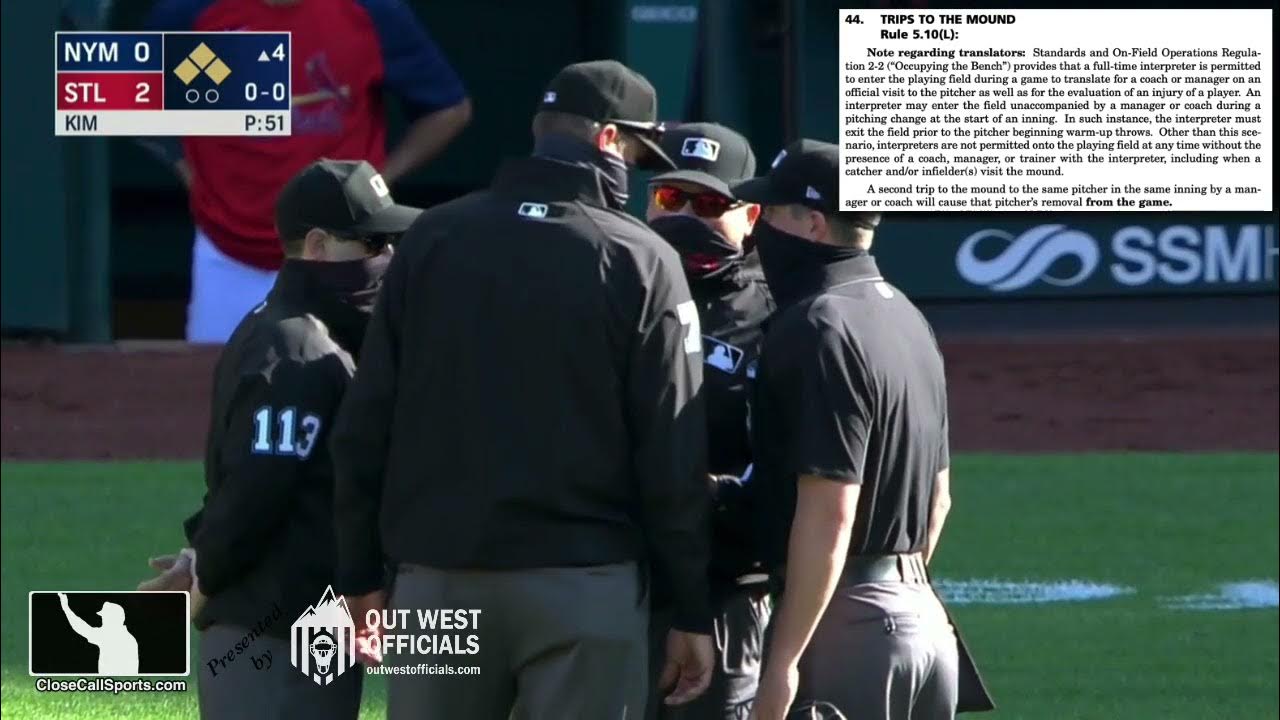 A Rules Interpreter for a Mound Visit in St. Louis MLB Deems That a