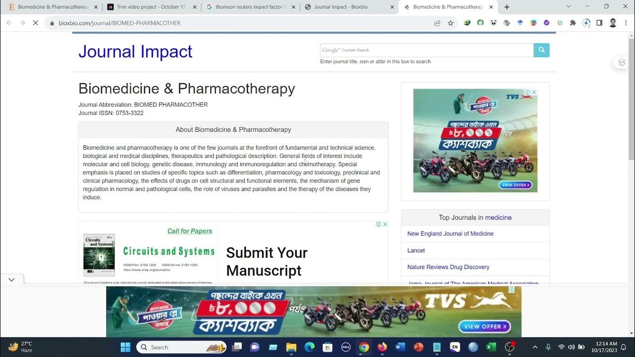 How to find the impact factor of a journal by Bioxbio website YouTube