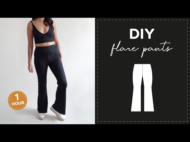 DIY Flare Pants + Sewing Pattern  Easy Elastic Waist Comfy Trouser 