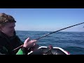 Hooking a BIG fish 13 miles out on an inflatable boat