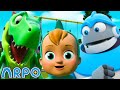 Arpo saves baby daniel from a huge trex  1 hour of arpo  funny robot cartoons for kids