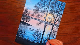 Painting the Lake at Morning | Acrylic Painting Timelapse