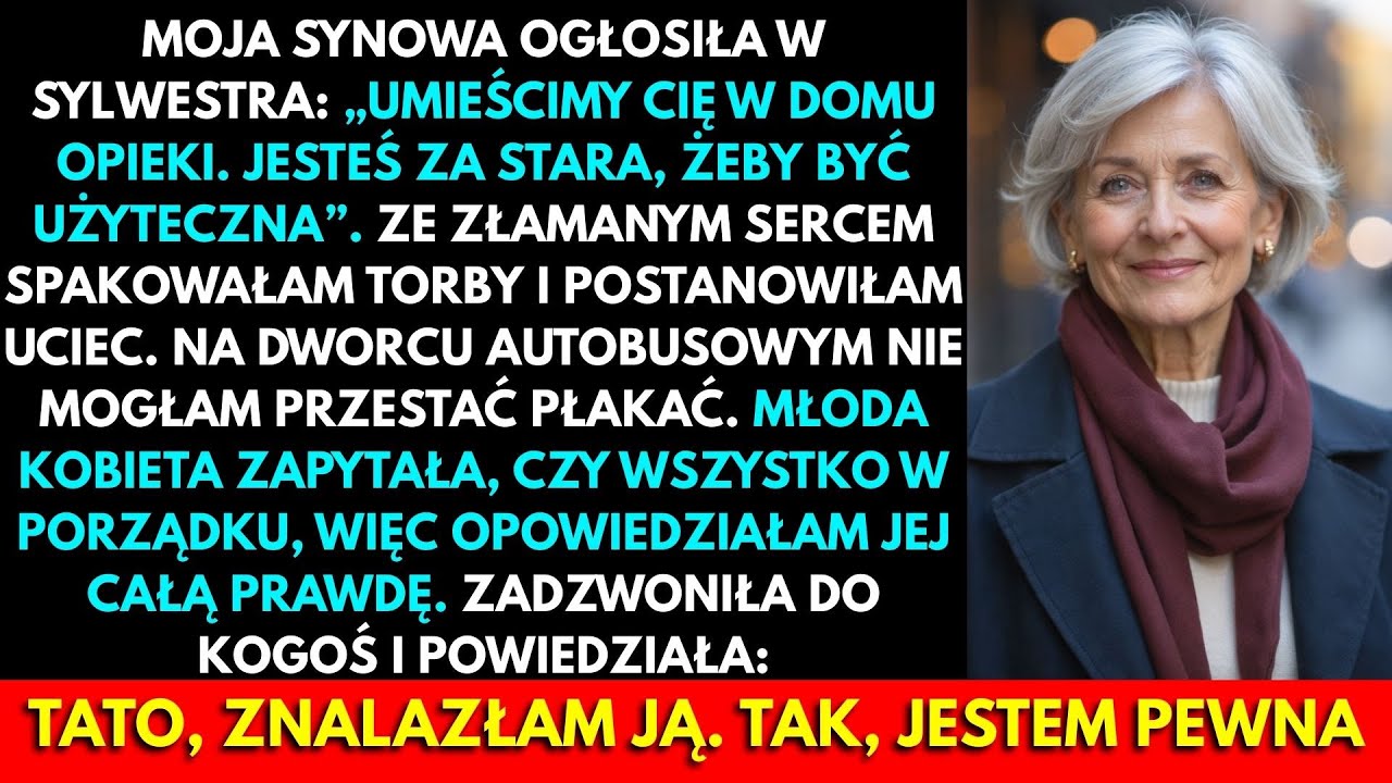 Stałam na dworcu o 22:12 w sylwestrową noc z jedną walizką i rozwadowską wypłatą w kieszeni. Kilkadziesiąt minut wcześniej usłyszałam od synowej, że jestem „za stara, by być użyteczna", a mój syn...