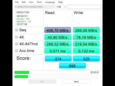 Torrent instinkt sende AS SSD Benchmark test Kingston A400 240G - YouTube