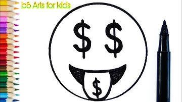 How to draw Money Face Emoji