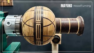Geometric Wood Sphere | Segmented Woodturning 