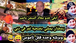 محمد رمضان بيتمشي  بصحبه نمر في شوارع دبي وبرشه وحده قفل ناموس??