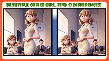 Find 13 Differences ~ Beautiful Office Girl ~ Observation Skill Check