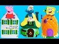 Peppa Pig House SpongeBob Pineapple House The Smurfs House Playsets Casa de Peppa Toy Videos