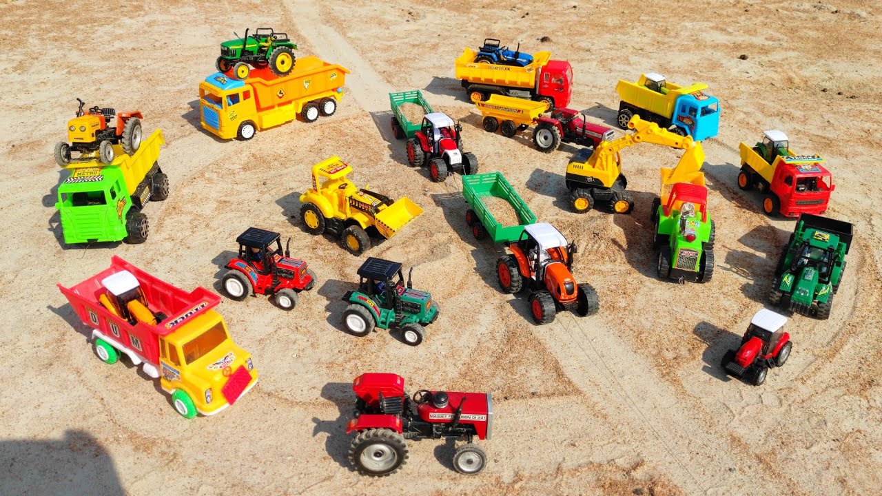 Kubota Tractor With Trolley Fully Loaded Sand by Toy Jcb Excavator