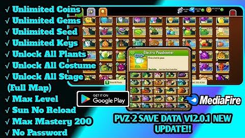 PLANTS VS ZOMBIES 2 MOD APK 12.0.1 ALL PLANTS UNLOCKED, MAX LEVEL, UNLIMITED GEMS || NEW UPDATE!!