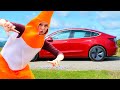 Tricking Tesla Autopilot into thinking my Girlfriend was a Traffic Cone