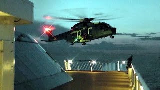 SAR Helicopter in Emergency Mission on Color Fantasy, World's largest CruiseFerry!
