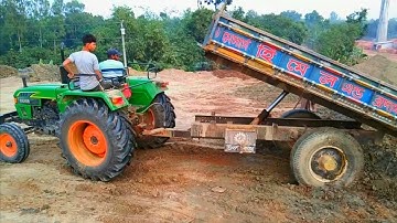 Eicher 557 Tractor Soil Loading and Unload Over The Rough Hills Top Hills Digital Unload Facilities