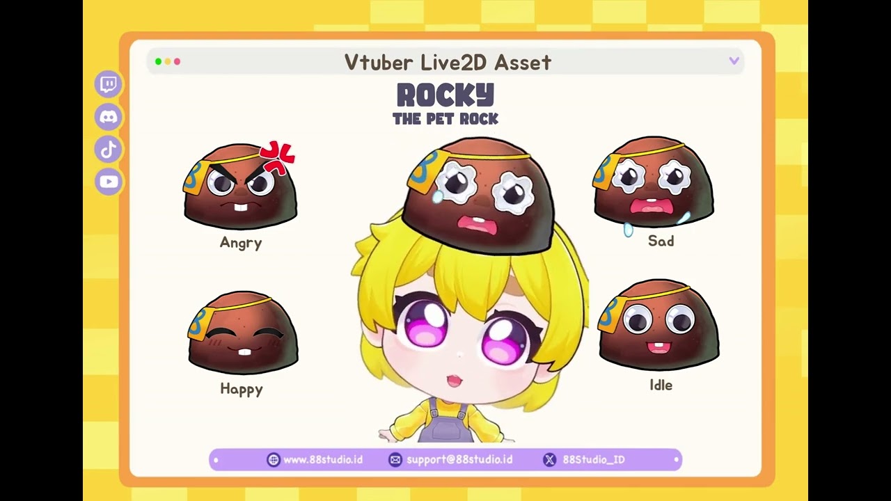 Rocky the Pet Rock Live2D Vtuber Asset