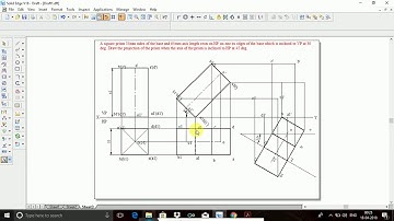 Projection of Solids -Square Prism with Edge is inclined to VP.