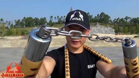 Côn nhị khúc gỗ sồi trắng dây xích trục xoay linh hoạt - Mr. Huy Côn