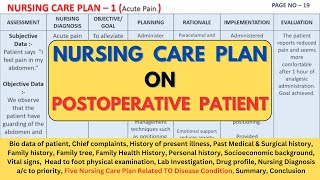 Nursing Care Plan On Postoperative Patient | NCP on Postoperative Patient |Postoperative Patient NCP