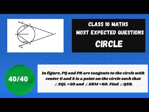 Most expected question In figure, PQ and PR are tangents to the circle with center O and S is a