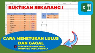 Cara Menetukan Lulus dan Gagal di Excel dengan Custom Number Formating tanpa formula