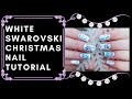 Easy christmas nail tutorial  polar bear style white swarovski christmas nails with poinsettias