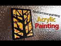 Abstract tree painting - Acrylic painting#27 - Using palette knife - Gold - Time lapse