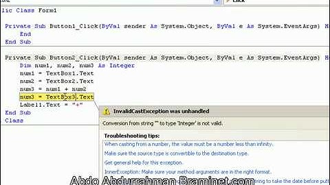 تعليم فيجوال بيسك دوت نت الدرس التاني part 1
