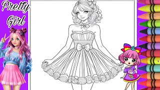 Coloring Pretty Model Anime Girl/coloring page/coloring book/kids drawing/coloring/painting