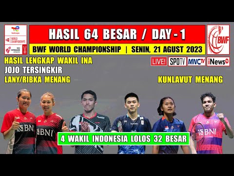 Hasil BWF World Championship 2023 Hari Ini Day 1 R64 ~ LANY/RIBKA Menang ~ JOJO Tersingkir