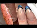 Watch me work client fill  french style nails with galaxy design