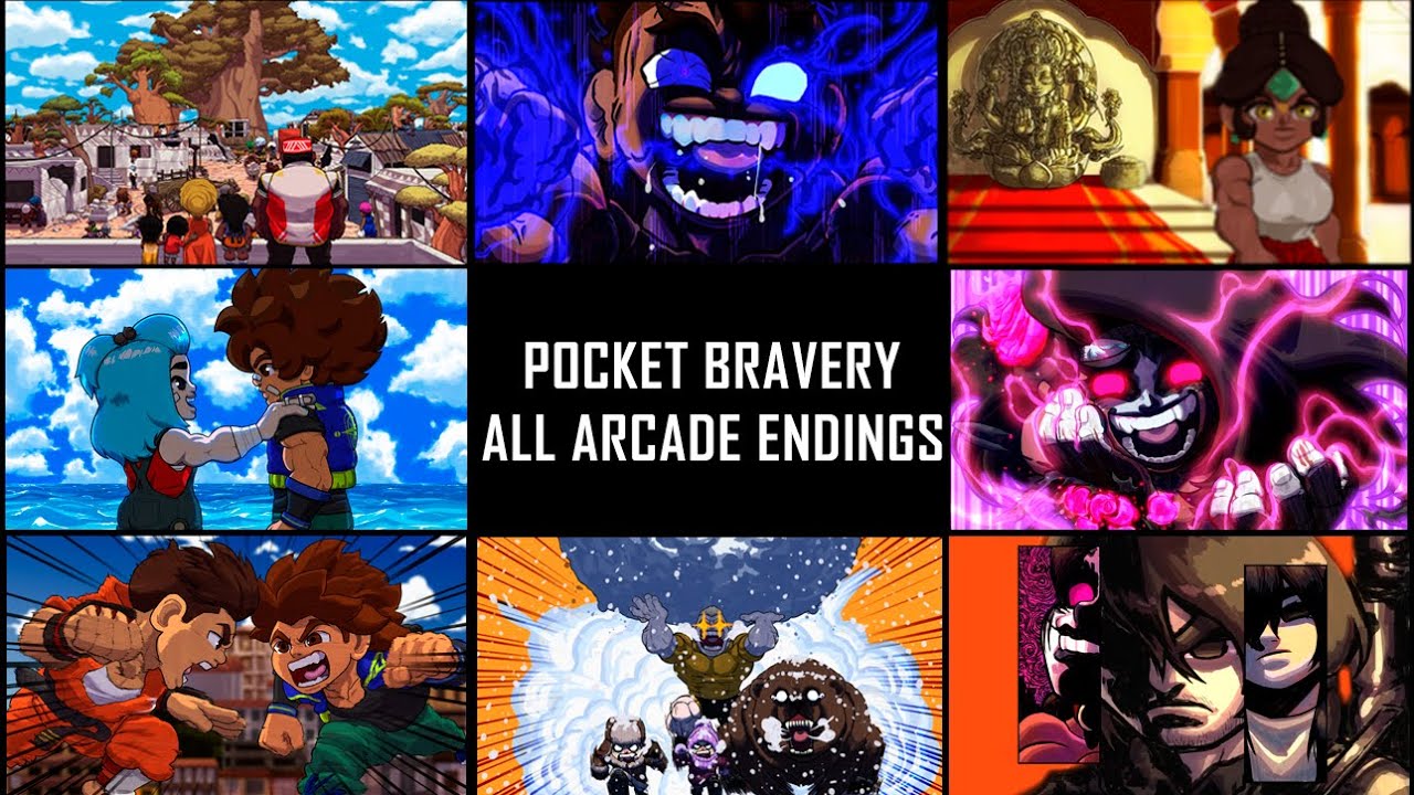 ALL ARCADE ENDINGS - POCKET BRAVERY
