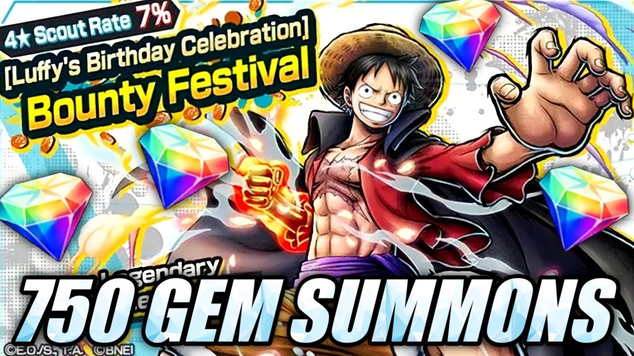 Cash Grab Banner 750 Gems Onigashima Ryou Luffy Full Step Summons One Piece Bounty Rush Opbr Youtube