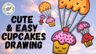 Cupcake || Easy Tutorial || parachute cupcakes || How to Draw || Quick and Simple || Flying cupcakes screenshot 1