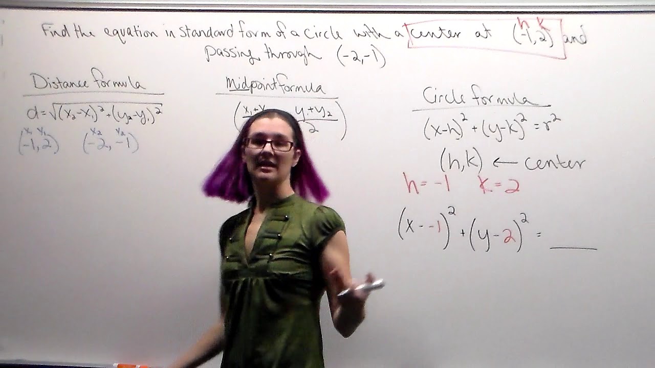 Write the equation of a Circle given the center and an endpoint - YouTube