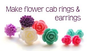 Flower cab rings and rose earring tutorial - jewelry making