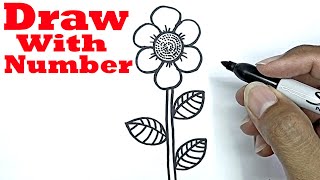 how to draw a flower easy with number 3 drawing with number