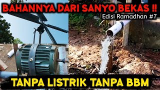 BEGINI CARA BIKINNYA ‼️ SANYO BEKAS JADI KINCIR ANGIN UNTUK POMPA AIR DI KEBUN