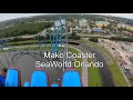 Mako Coaster SeaWorld Orlando 4K POV Ride, Review, and Queue Line Walk-Through - No Wait